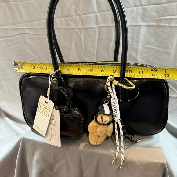 NWT Urban Expressions Black Bag Vegan Bear Charm Y2K Inspo - Picture 9 of 13